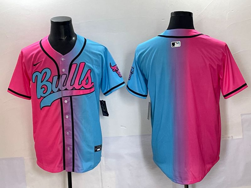 Men 2025 Chicago Bulls Blank Blue pink Nike NBA Jersey style 3->chicago bulls->NBA Jersey